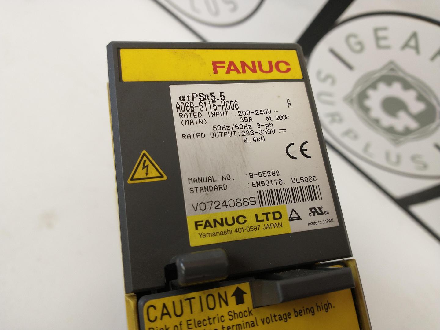 FANUC A06B-6115-H006 aipsr 5.5 POWER SUPPLY MODULE, 9.4kW GHA-21