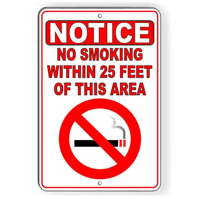 No Smoking Within 25′ Of This Area Sign / Decal Vaping Sns011 / Magnetic Sign
