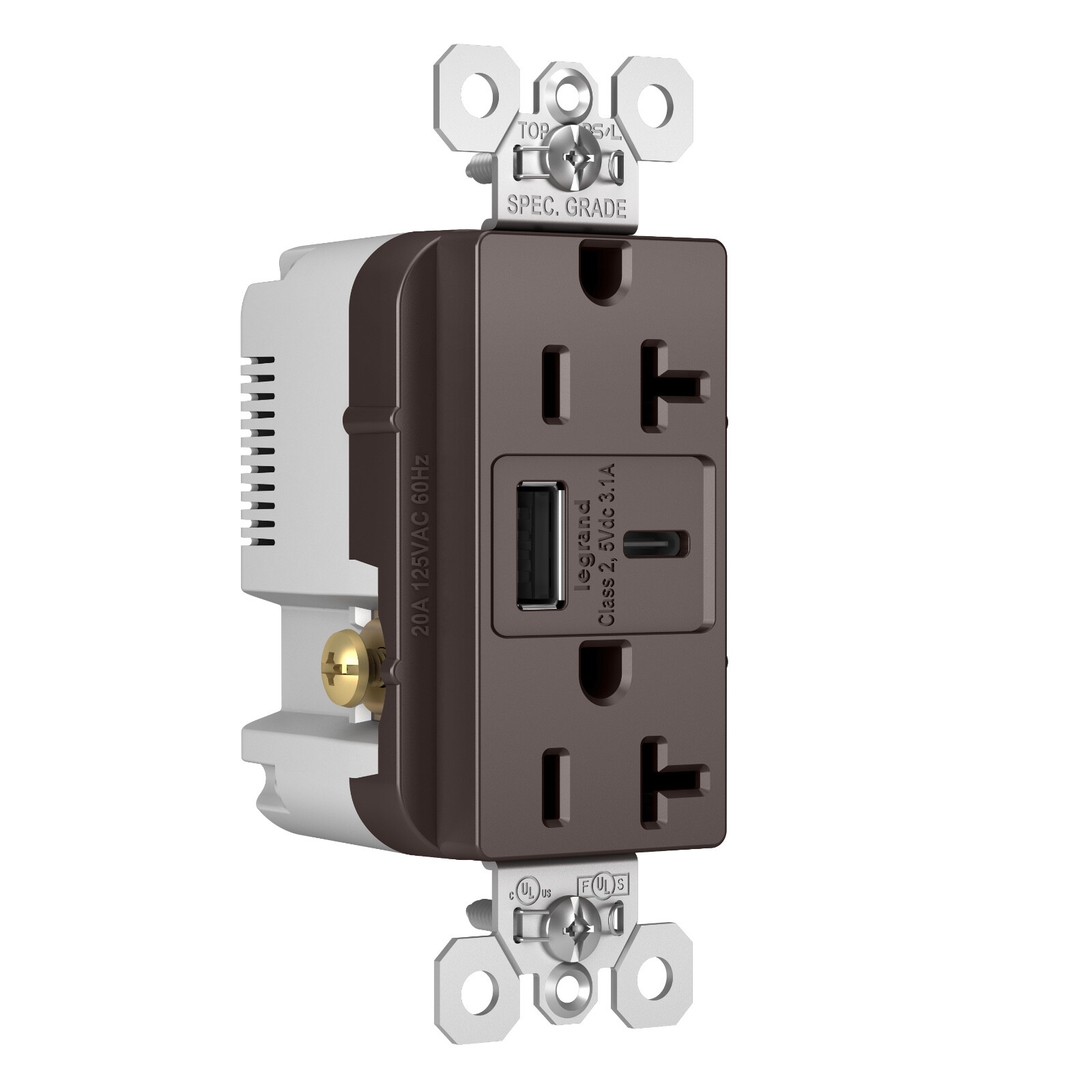 Pass & Seymour SPEC GRADE TYPE A/C USB CHARGING RECEPTACLE – BROWN