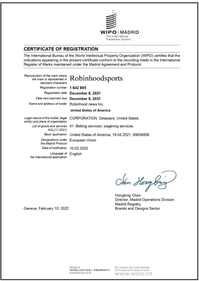 RobinHoodSports.com, RobinHoodNews.com & Trademarks: US,UK,Canada,EU,Philippines
