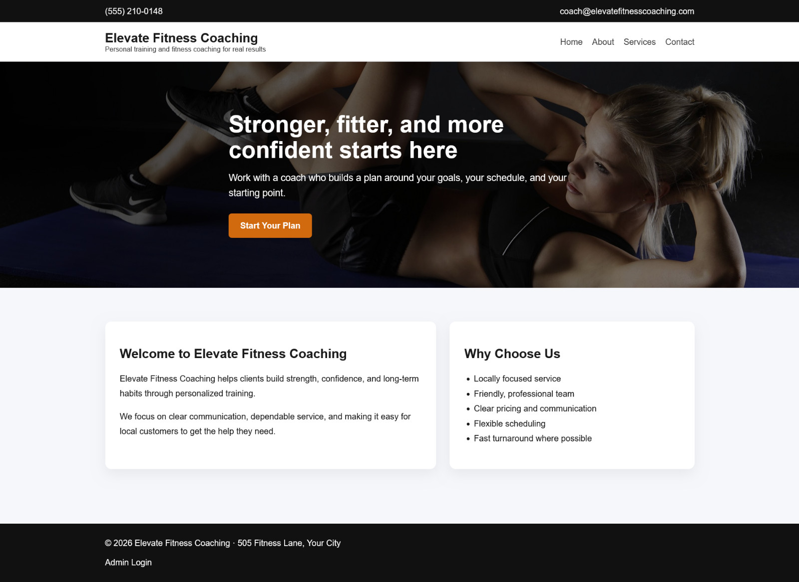 PHP Personal Trainer Website Template | Fitness Coach Web Design | Admin Panel