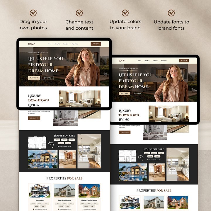 Real Estate Canva Website Template | Business Theme | Professional Design