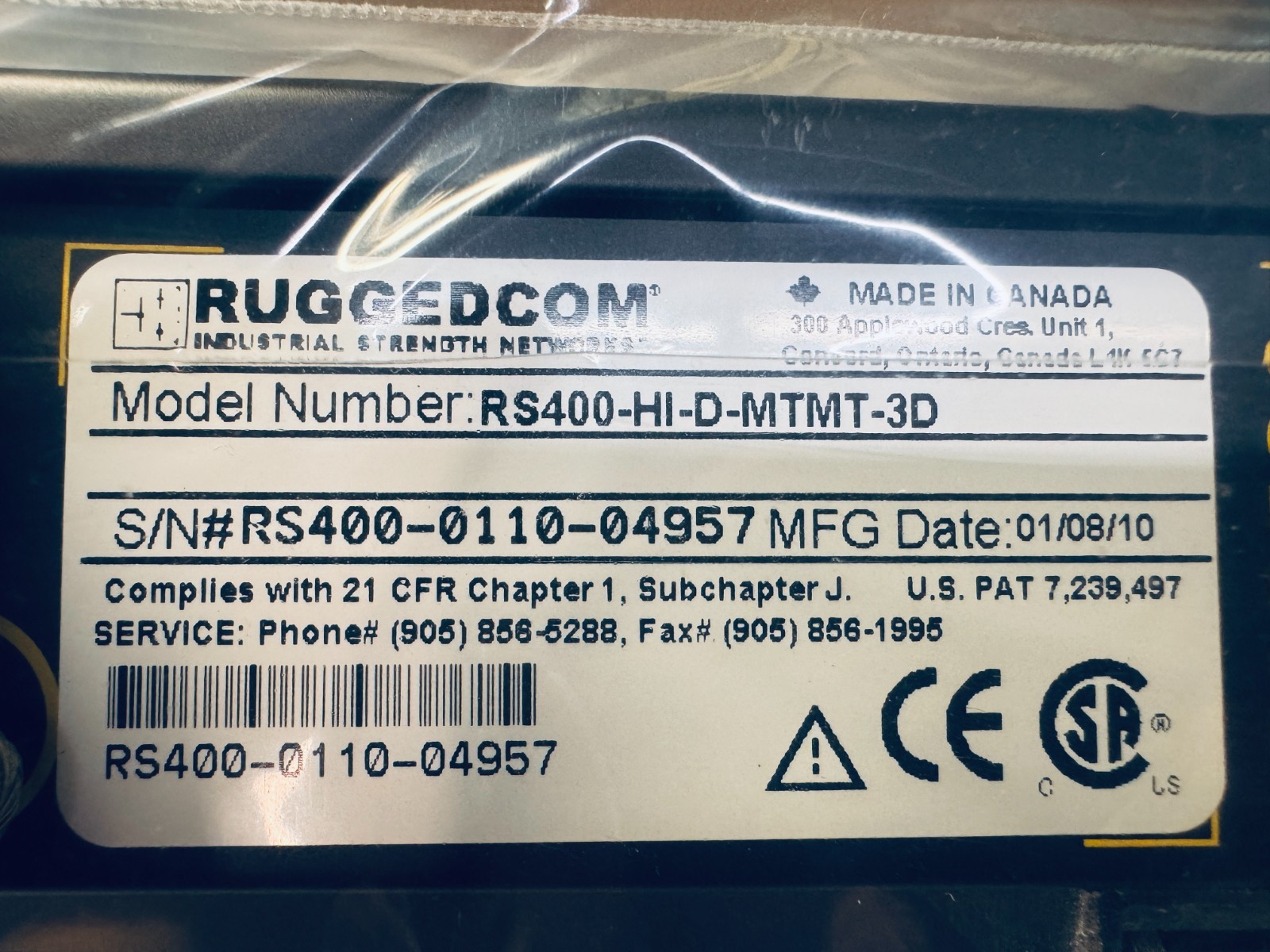 RuggedCom RS400-HI-D-MTMT-3D Industrial Ethernet Switch 3-Port DIN Rail Managed