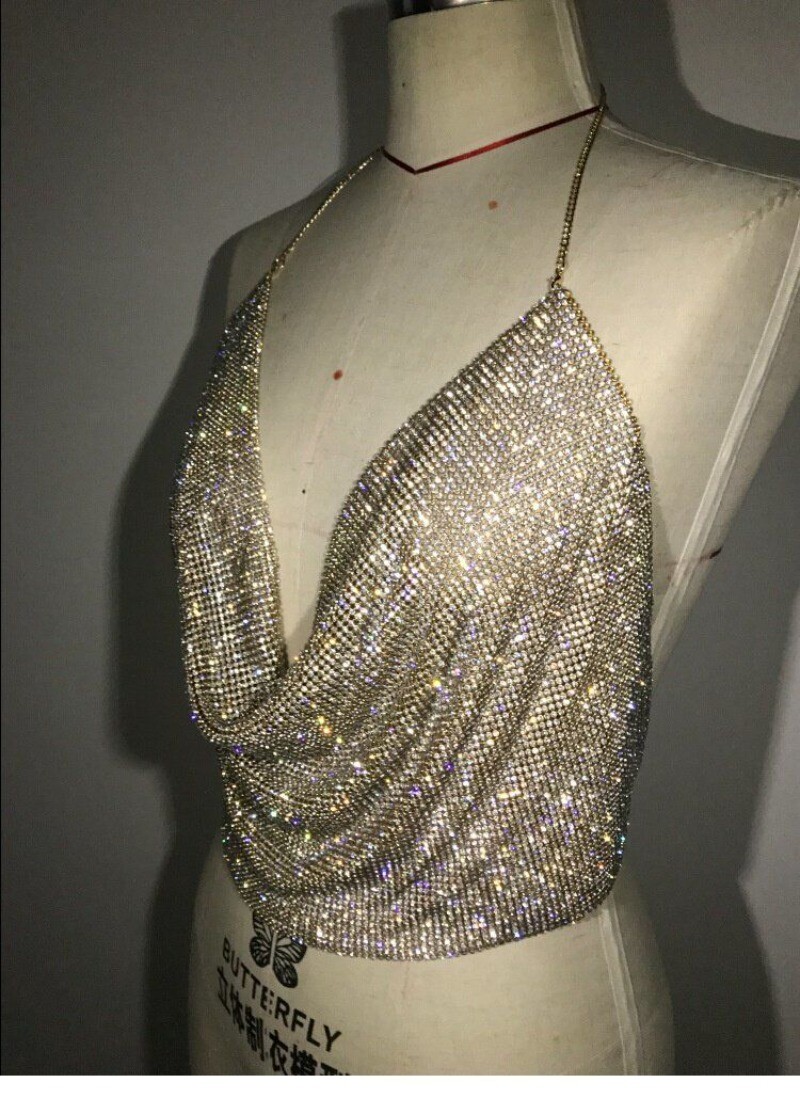 Shiny Colorful Halter Suspender Top