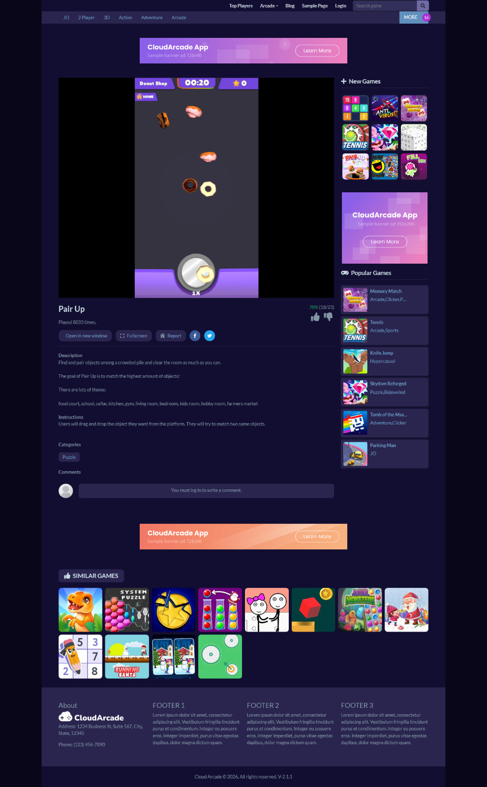 GameCloud – HTML5 Web Game Portal CMS | PHP Gaming Website Project + Support