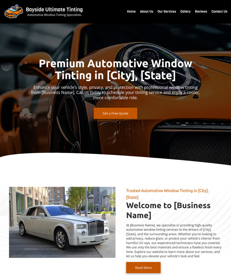 Automobile Window Tinting Customized Business Website *SEE FULL DESCRIPTION*