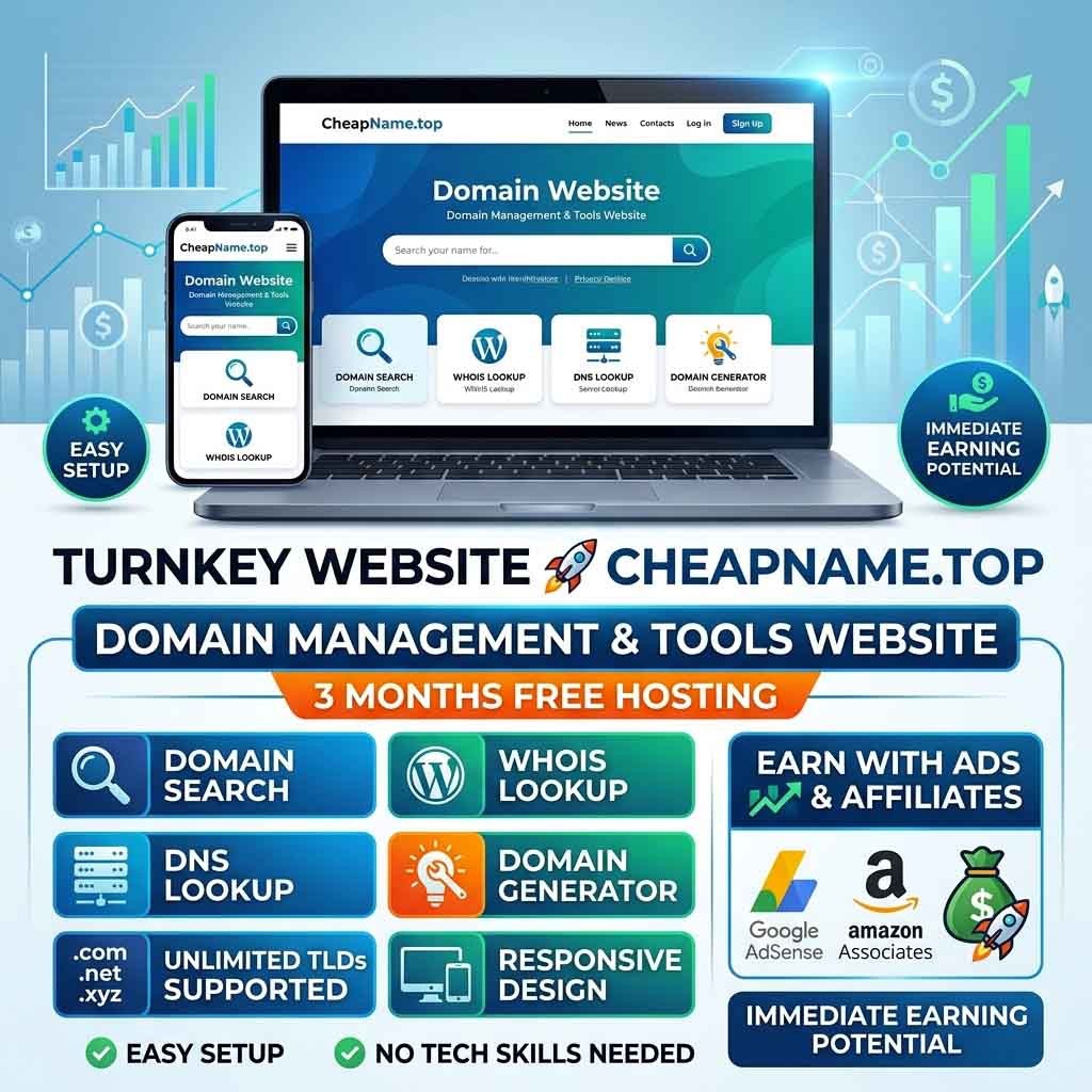 ESTABLISHED TURNKEY Website 4 Sale [CheapName] Domain + Website+ Hosting – Tools
