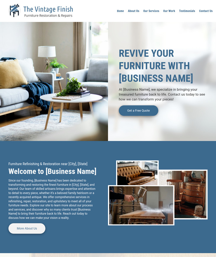 Furniture Refinishing Customized Business Website *SEE FULL DESCRIPTION*