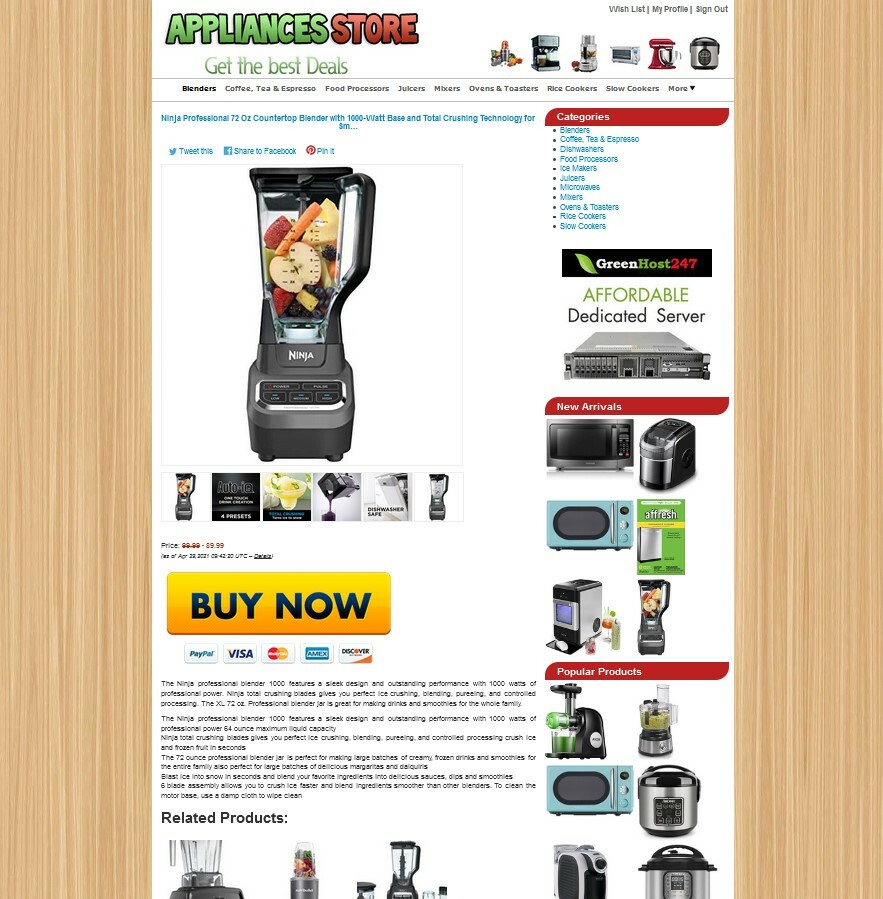 Kitchen Appliances Store Amazon, eBay, ClickBank Affiliate Website – AUTO UPDATE
