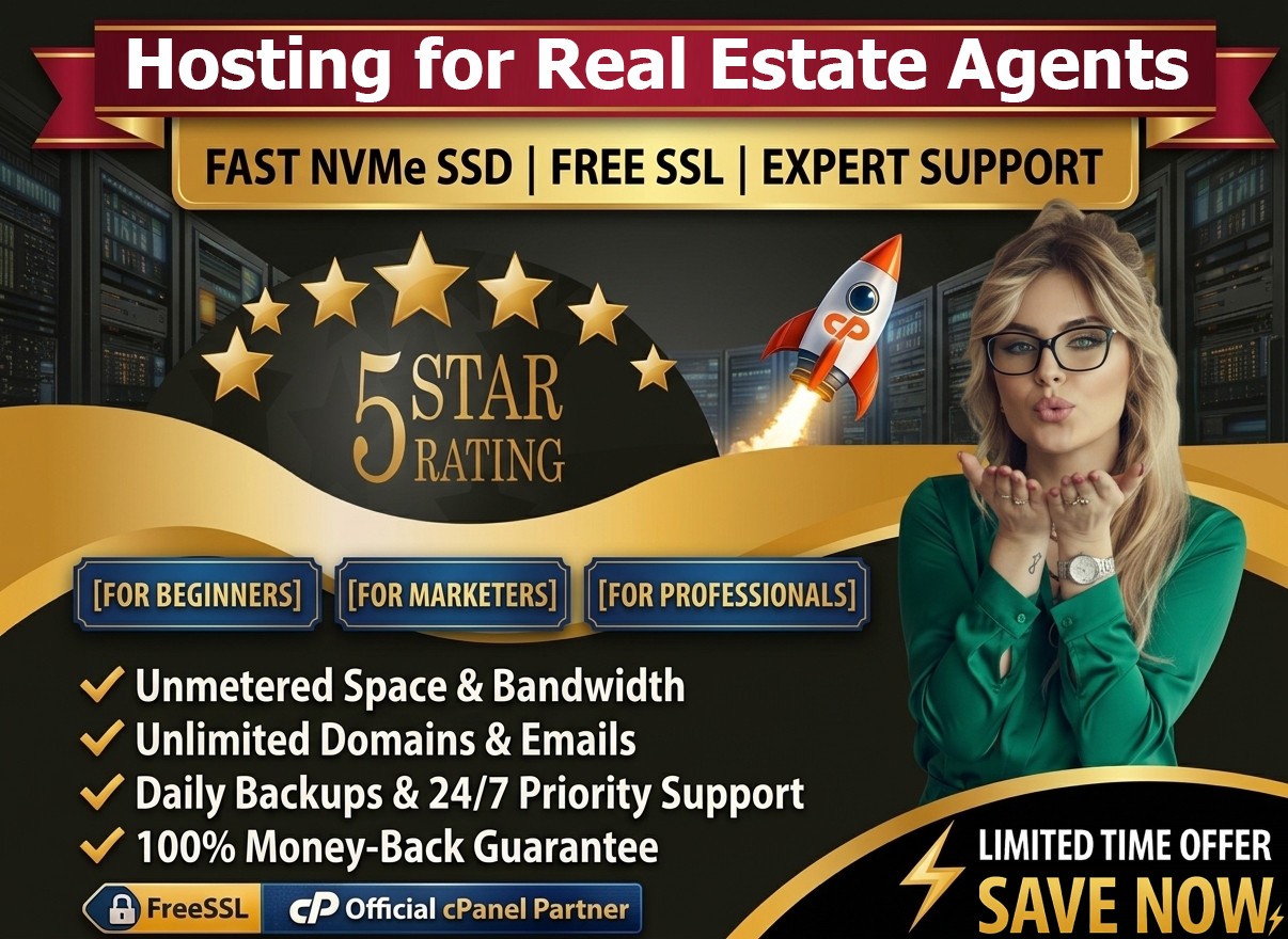 Hosting for Real Estate Agents – 🏡 Fast SSD | Secure | Unlimited – $14.99/Year!