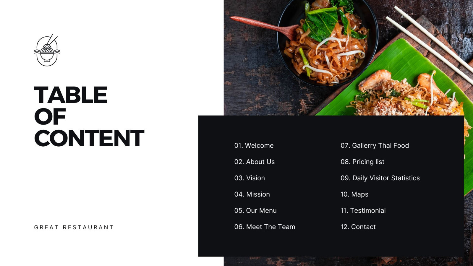 Website Landing Pages- Black Modern Thai Food Presentation- Restaurant Authentic