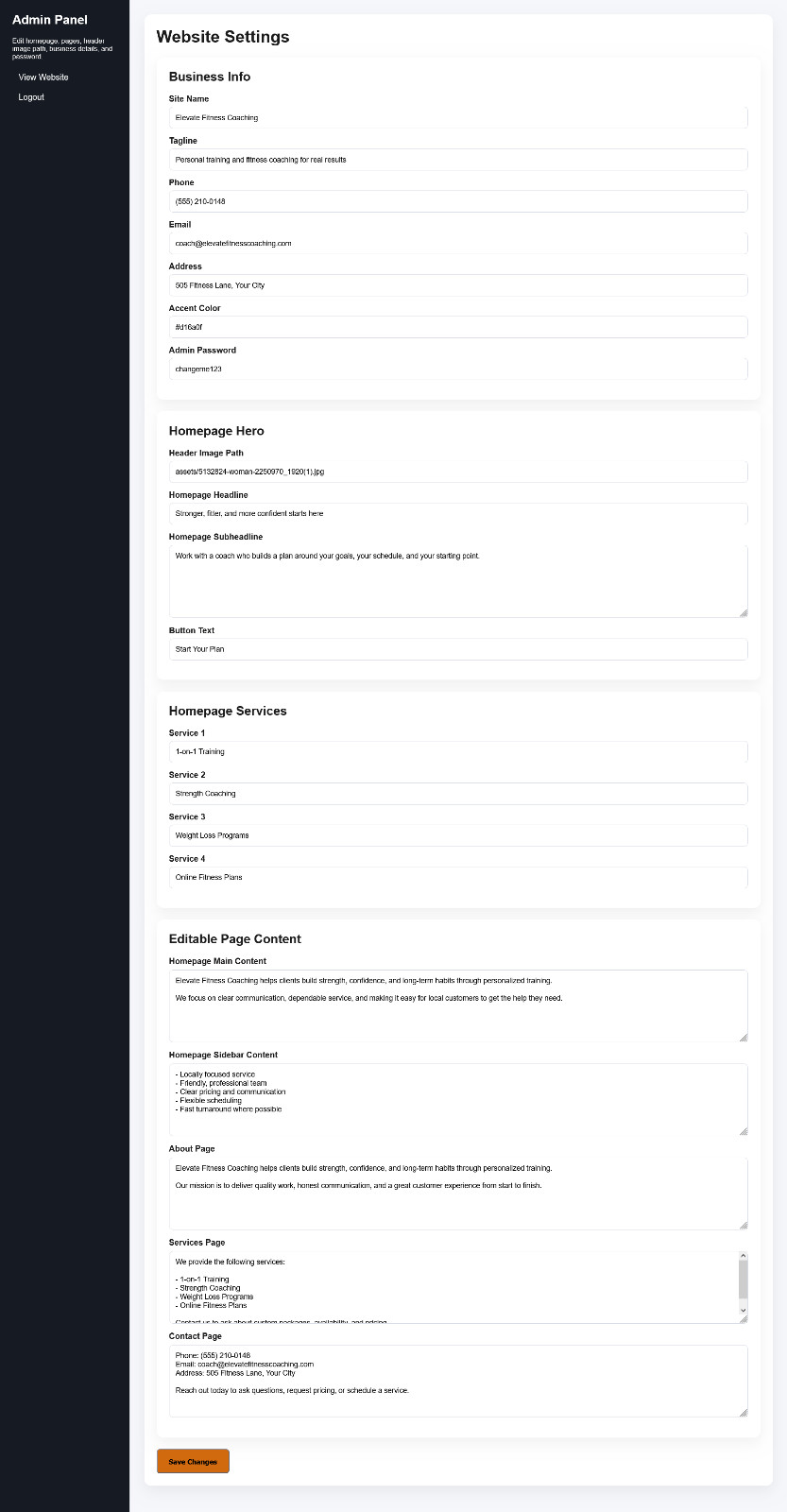 PHP Personal Trainer Website Template | Fitness Coach Web Design | Admin Panel