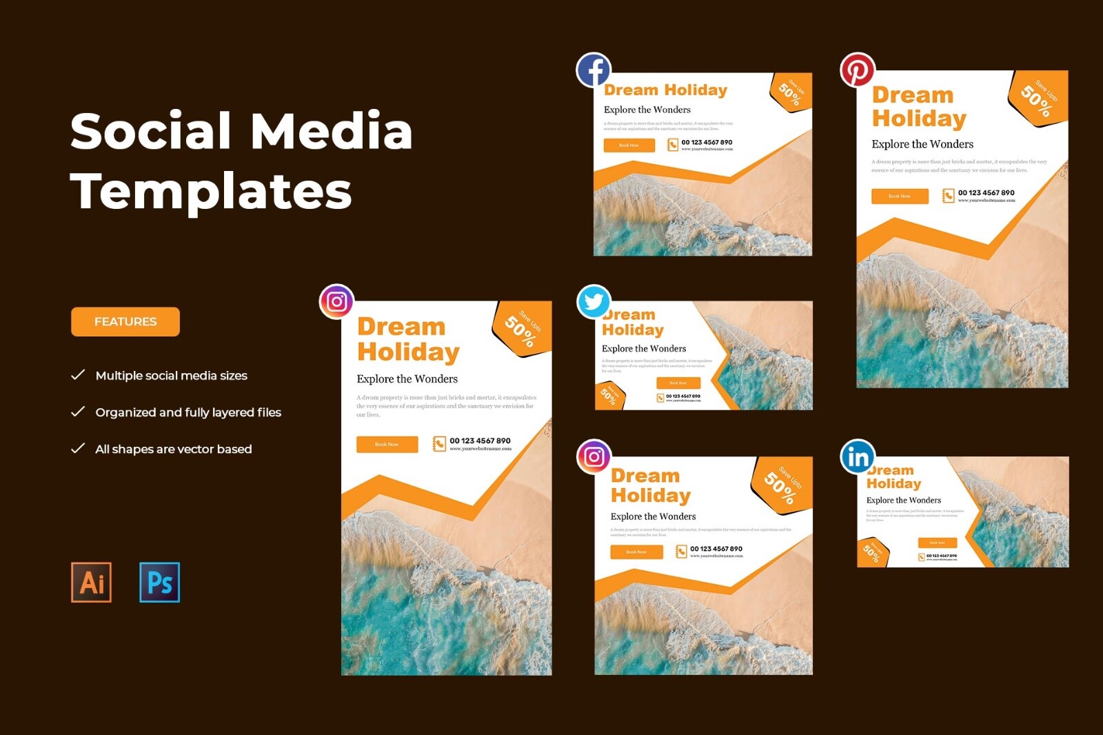 Dream Holidays Social Media Marketing Templates