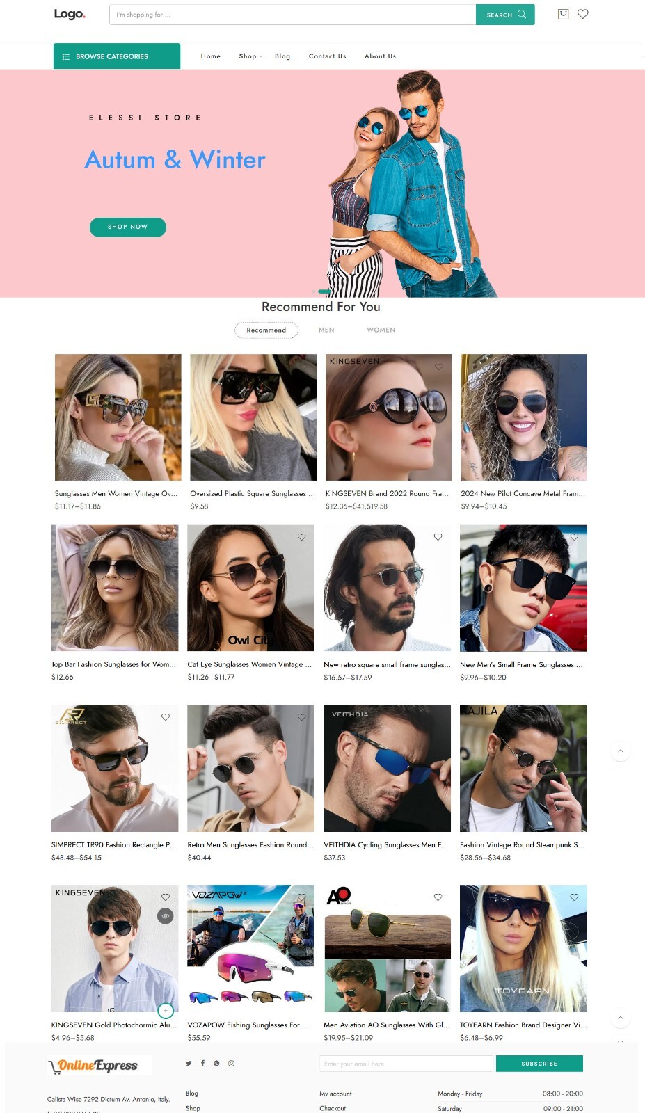 Dropshipping EcommerceAffiliate Business Website, Free Hosting + Sun Glasses