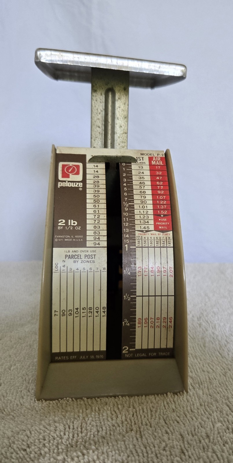 Vintage Pelouze Postal Scale 2 lb Mail Scale Metal USA