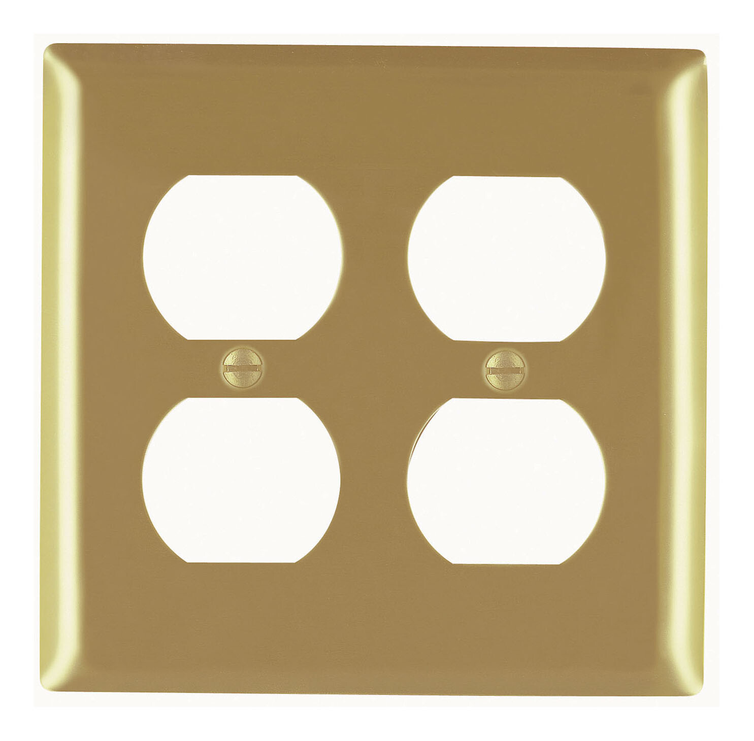 P&S Solid brushed Brass 2-Gang Duplex Receptacle Wallplate Outlet Cover brushed