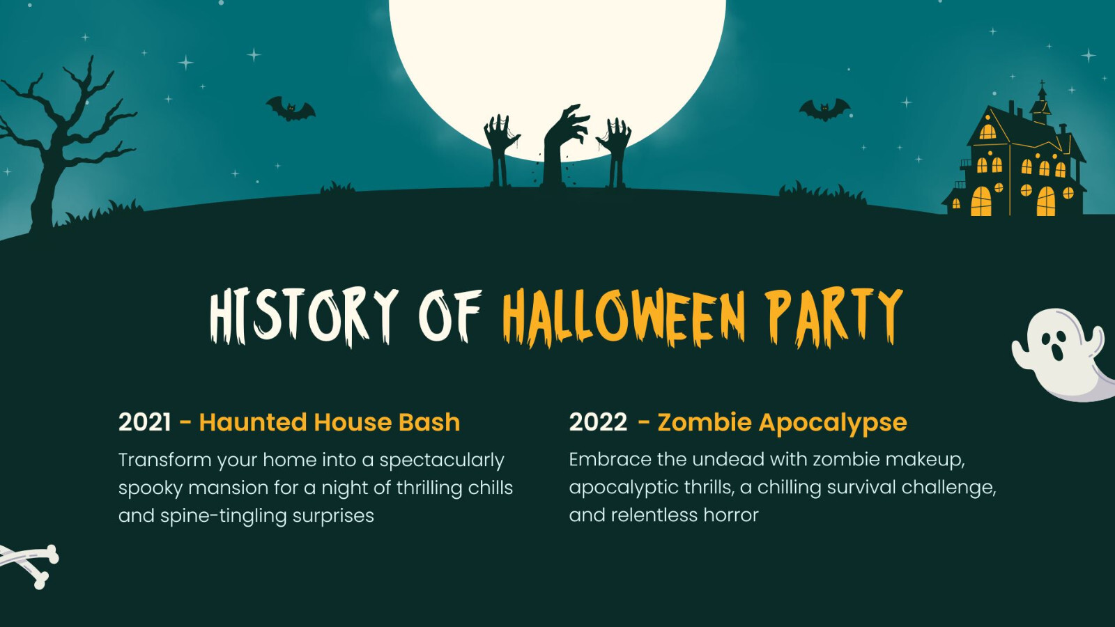 Website Landing Pages- Green and Orange Illustrated Halloween Party Presentation