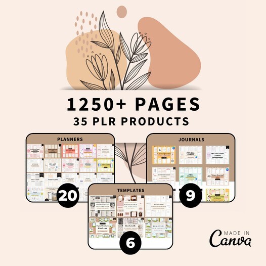 Mega Bundle of Canva Planners & Journals – 12,000+ Customizable Pages, PLR/MRR
